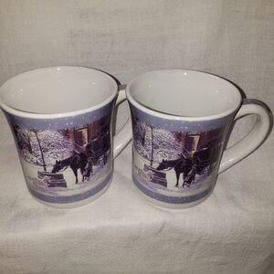 2 Vintage "Home for the Holidays" Porcelain Mugs by Douglas Laird